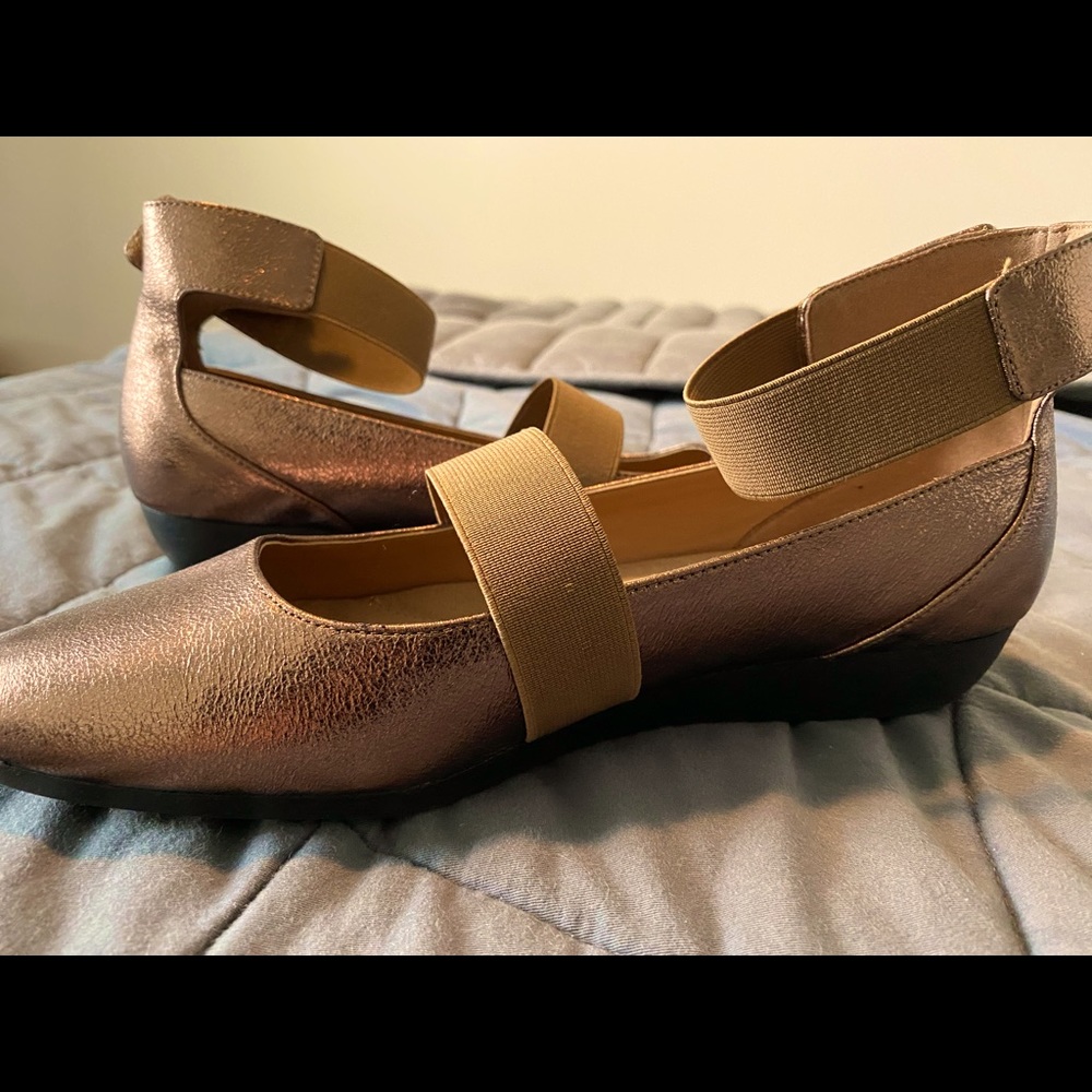 Women’s size 9 shimmering bronze ballet flats